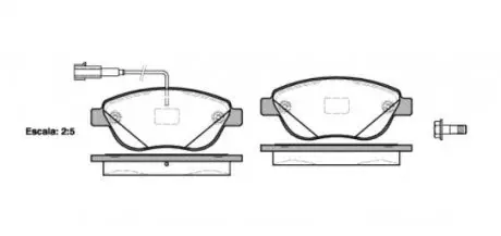 Тормозные колодки пер. Berlingo/Partner 01-/Doblo 03- (137x57.3x19)(с датчиком) WOKING P9593.12