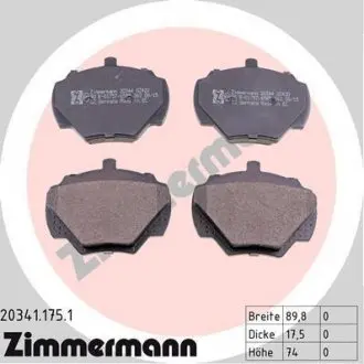 Колодки тормозные дисковые, к-кт ZIMMERMANN 203411751