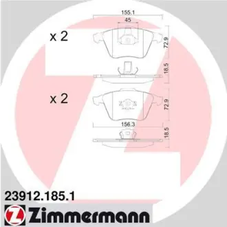 Колодки гальмівні дискові, к-кт ZIMMERMANN 239121851