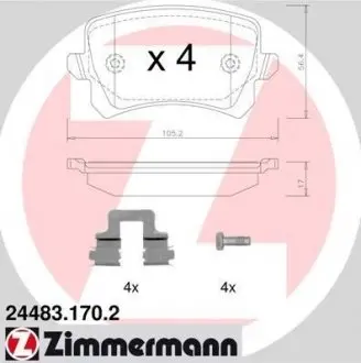 Колодки тормозные дисковые, к-кт ZIMMERMANN 244831702