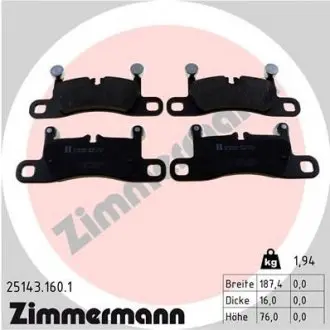 Колодки тормозные дисковые (комплект 4 шт) ZIMMERMANN 25143.160.1