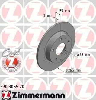 Диск тормозной (задний) Mazda 3 13-(265x9) (с покрытием) (полный) ZIMMERMANN 370.3055.20