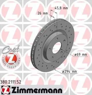 Диск гальмівний ZIMMERMANN 380.2111.52